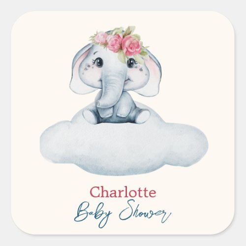 Pink and Blue Modern Baby Shower Square Sticker