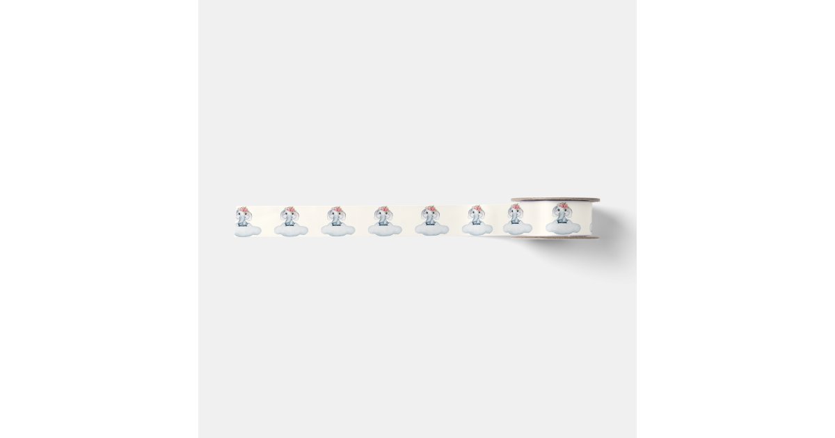 Pink Elephant Ribbon Pink and Blue Modern Elephant Satin Ribbon | Zazzle