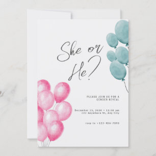 Pink and Blue Modern Gender Reveal Invitation
