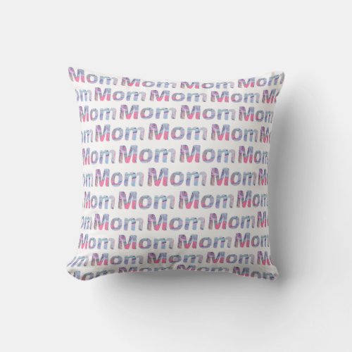 Pink and Blue Mom Pattern Heart Throw Pillow