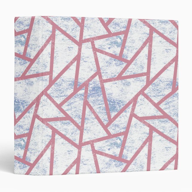 Pink and blue mosaic pattern 3 ring binder (Front/Spine)
