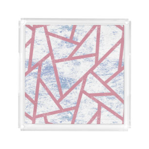 Pink and blue mosaic pattern acrylic tray