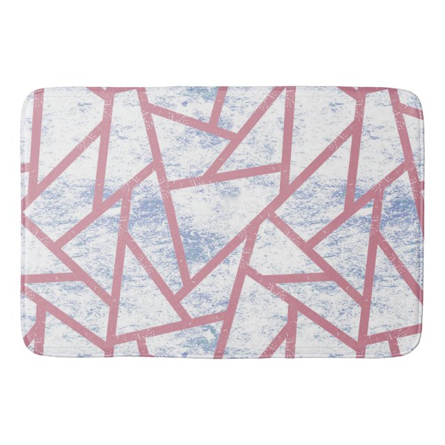 Pink and blue mosaic pattern bath mat (Front)