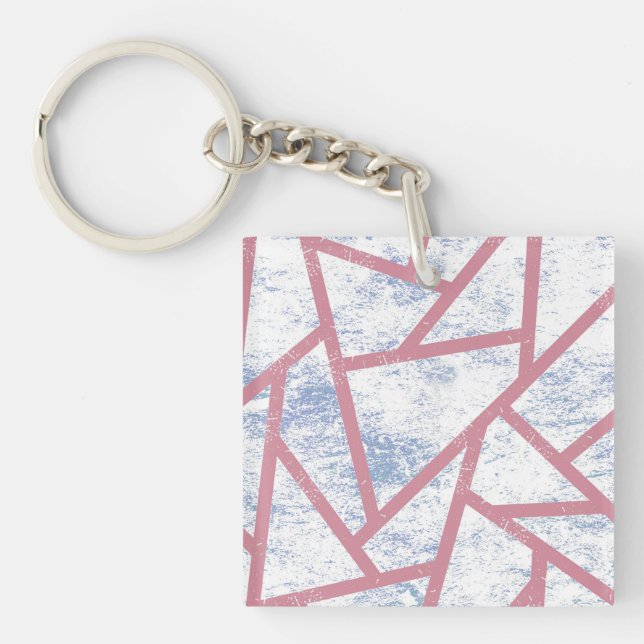 Pink and blue mosaic pattern keychain (Front)