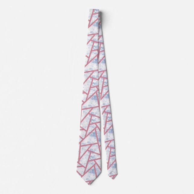 Pink and blue mosaic pattern neck tie (Front)