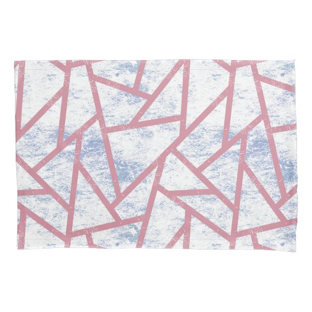Pink and blue mosaic pattern pillow case (Front)