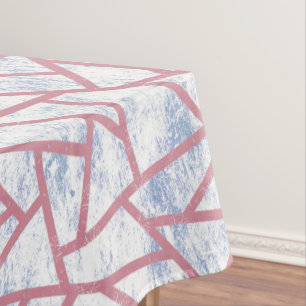 Pink and blue mosaic pattern tablecloth