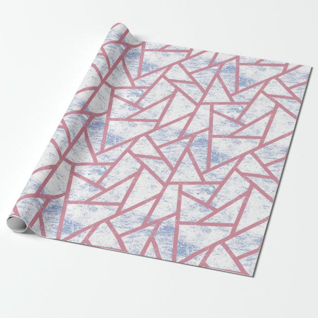 Pink and blue mosaic pattern wrapping paper (Unrolled)