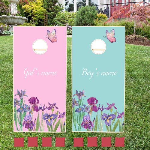 pink and blue name Cornhole Set