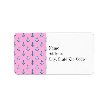Pink And Blue Nautical Anchor Pattern Label by PastelCrown at Zazzle