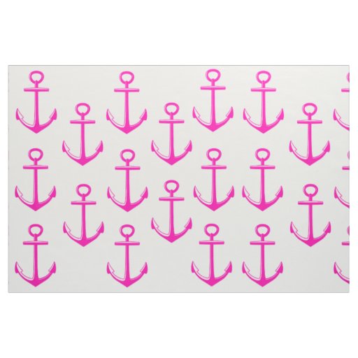 Pink and Blue Nautical Material -pink anchors Fabric
