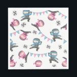 Pink and Blue Ninja Party Napkins<br><div class="desc">Ninja Party Paper Napkins</div>