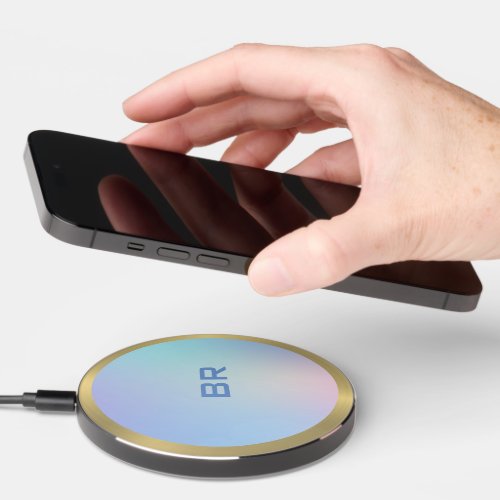 Pink and blue Ombre gold accent Wireless Charger