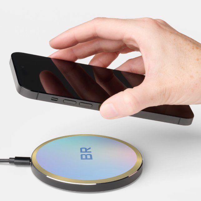 Pink and blue Ombre gold accent Wireless Charger (Hand)