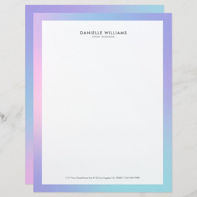 Pink and blue ombre letterhead (Front/Back)