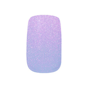 Pink and Blue Ombre Shimmer Minx Nail Art