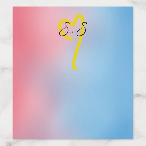 Pink and Blue Ombré Single Thread of Gold Heart Envelope Liner
