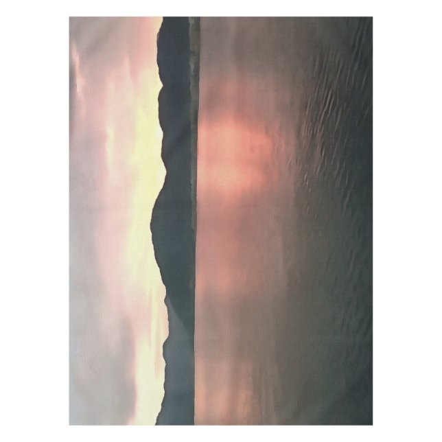 Pink and Blue Ombre Sunset Reflections Landscape  Tablecloth (Front)