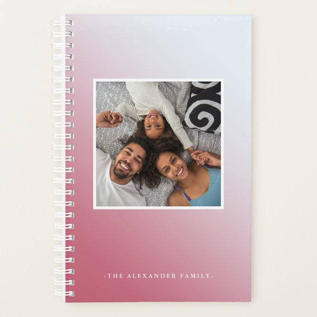 Pink and Blue Ombre Two Photo Planner (Front)