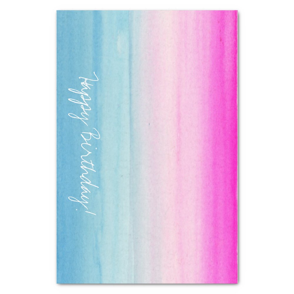 Discover Pink and Blue Ombre Watercolor | Happy Birthday Tissue Paper
