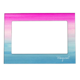 Pink and Blue Ombre Watercolor &quot;Magical&quot; Magnetic Picture Frame