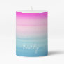 Pink and Blue Ombre Watercolor Personalized Pillar Candle