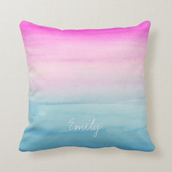 Pink and Blue Ombre Watercolor Personalized