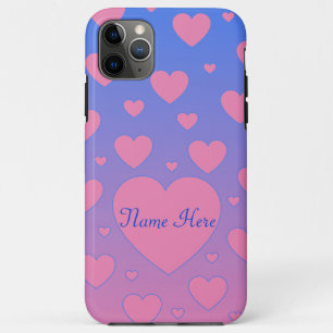 Pink and blue Ombre with pink hearts iPhone 11 Pro Max Case