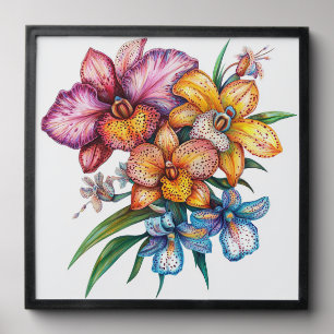 Pink and blue Orchids. Peel And Stick Photo Tile