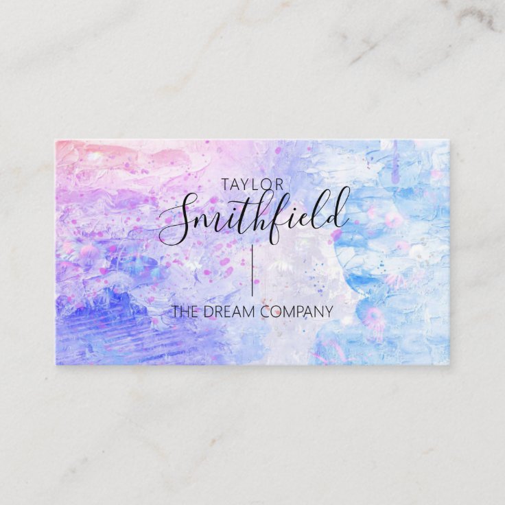 Pink and Blue Paint Splatter Business Card Zazzle