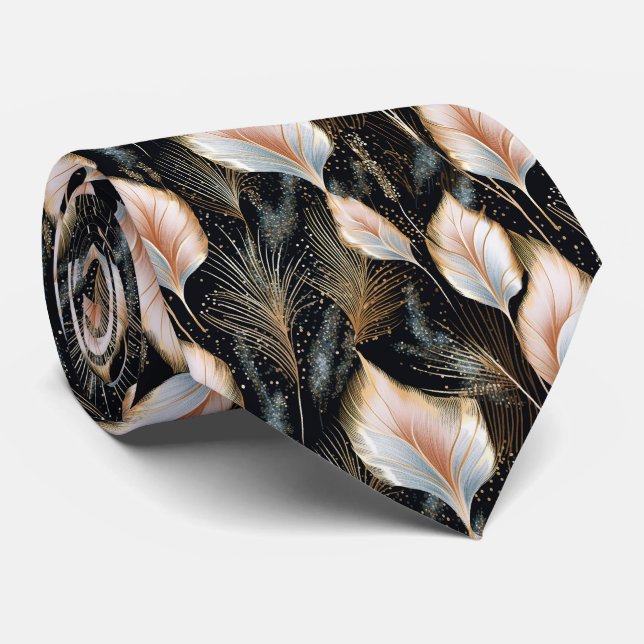Pink And Blue Pampas Grass Glitter Neck Tie (Rolled)