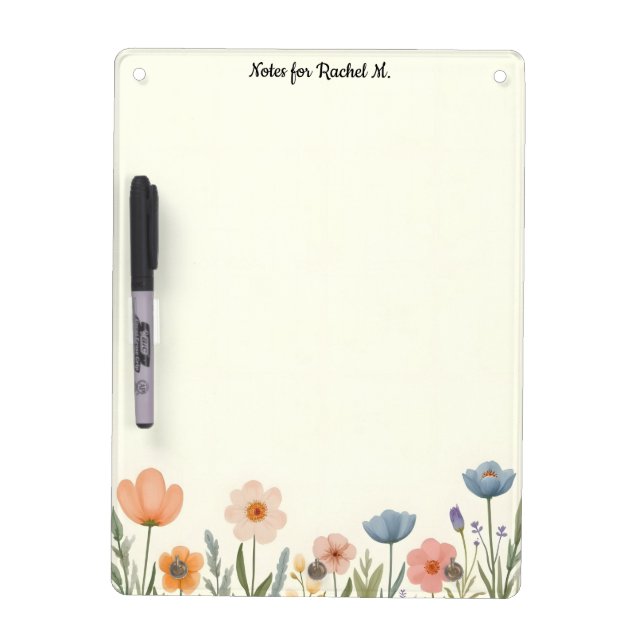 Pink and Blue Pastel Flowers Dry Erase Board (Front)
