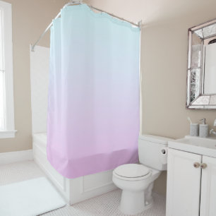 Pink and blue pastel gradient background shower curtain