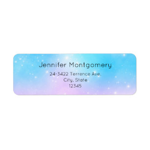 Pink and Blue Pastel Gradient Sky Address Label