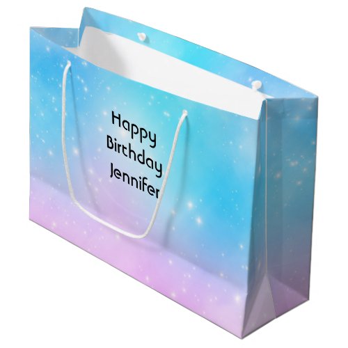 Pink and Blue Pastel Gradient Sky Birthday Large Gift Bag