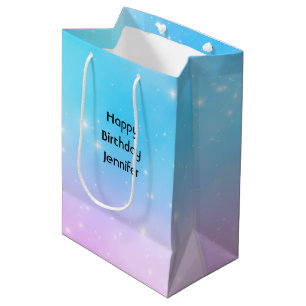 Pink and Blue Pastel Gradient Sky Birthday Medium Gift Bag