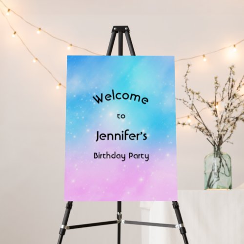 Pink and Blue Pastel Gradient Sky Birthday Welcome Foam Board