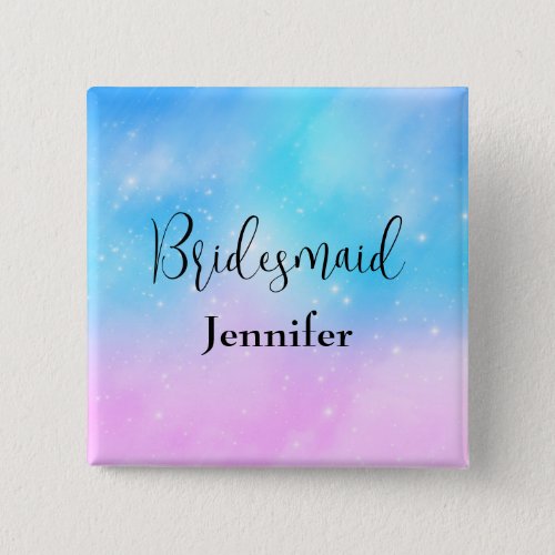 Pink and Blue Pastel Gradient Sky Bridesmaid Button