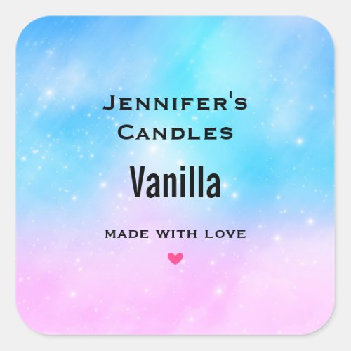 Pink and Blue Pastel Gradient Sky Candle Business Square Sticker