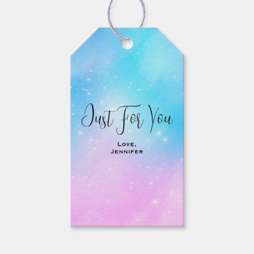 Pink and Blue Pastel Gradient Sky Just for You Gift Tags