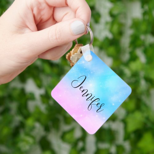 Pink and Blue Pastel Gradient Sky Keychain