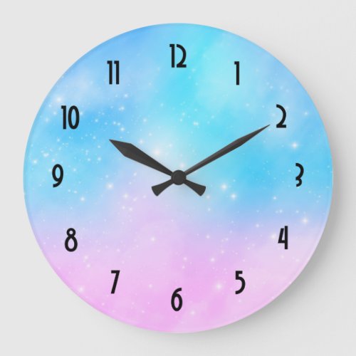 Pink and Blue Pastel Gradient Sky Large Clock