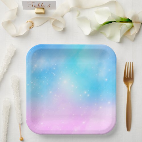Pink and Blue Pastel Gradient Sky Paper Plates
