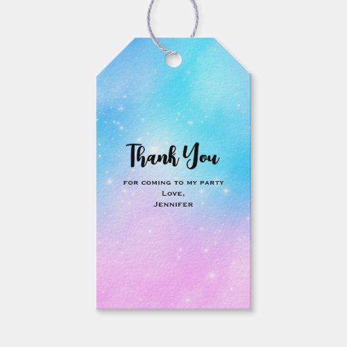 Pink and Blue Pastel Gradient Sky Party Thank You Gift Tags