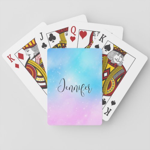 Pink and Blue Pastel Gradient Sky Playing Cards