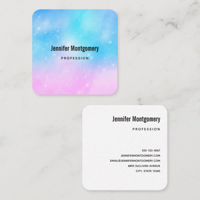 Pink and Blue Pastel Gradient Sky Square Business Card (Front/Back)