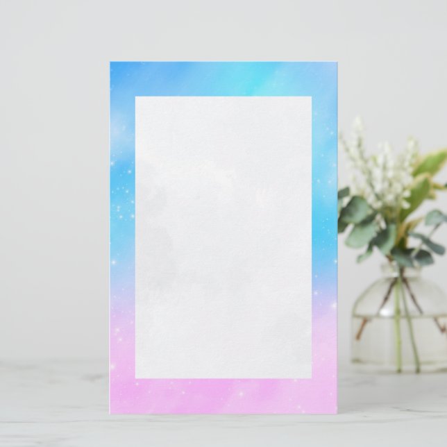 Pink and Blue Pastel Gradient Sky Stationery (Standing Front)