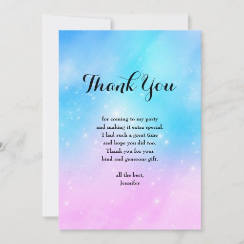 Pink and Blue Pastel Gradient Sky Thank You Card