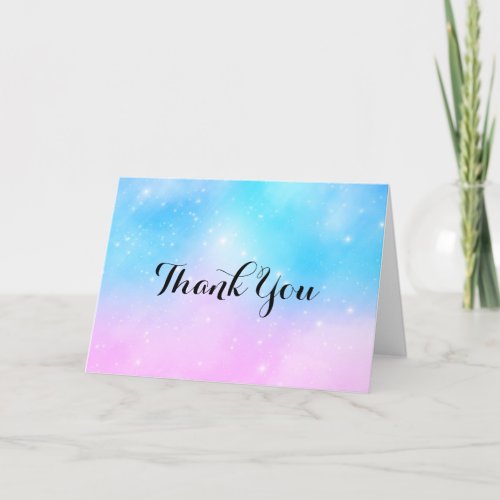 Pink and Blue Pastel Gradient Sky Thank You Card