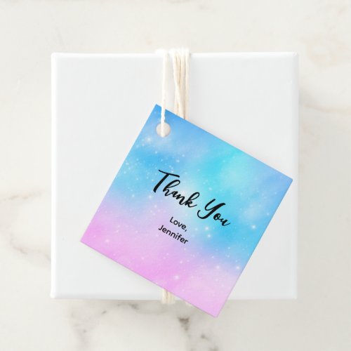 Pink and Blue Pastel Gradient Sky Thank You Favor Tags